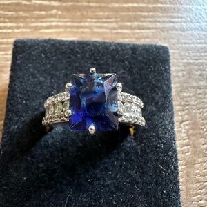 Branded Simulated Blue Sapphire 925 sterling silver ring size 7